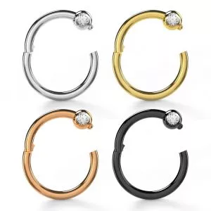 Surgical Steel BCR Clicker with CZ Stone Piercing Ring