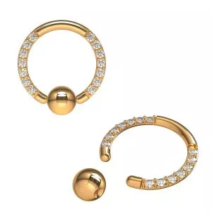 Multi CZ Jeweled G23 Grade Titanium BCR Ring