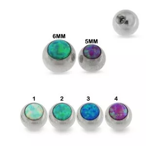 Surgical Steel Synthetic Opal Ball