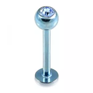 Anodized Labret Piercing with Top Stone Ball