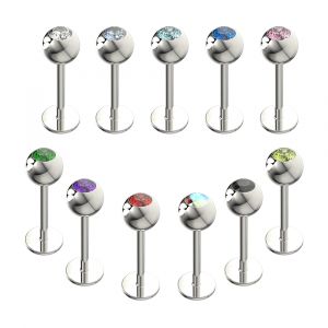 16g Labret With 3mm Jeweled Ball