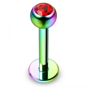 316L Surgical steel Rainbow PVD Anodized Labrets with Stone Ball