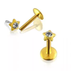 Star Shaped Gold Plated jewelled Madonna Labret
