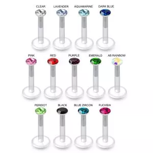 Bio Flex Labret with 3mm Round Jeweled Threadless pin top