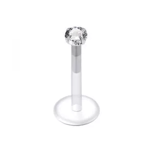 Bio Flex Labret with Round CZ Stone in prong setting Threadless pin top