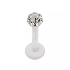 Bio Flex Labret with Round CZ Stone in Flower Setting Threadless pin top