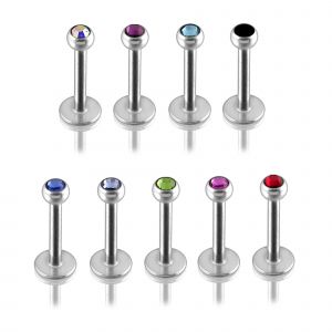 316L SS labret with Jeweled Ball