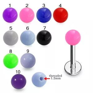 SS Labret Body Jewelry Ring With Single Color UV Fancy Balls