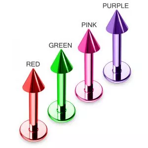Surgical steel Anodized Labrets with Cone