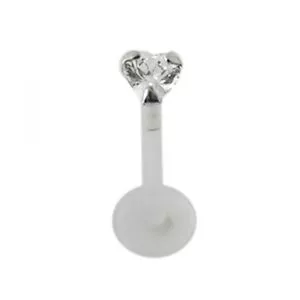 Bioflex Labret with Sparkling Sterling Silver Heart Threadless pin Top