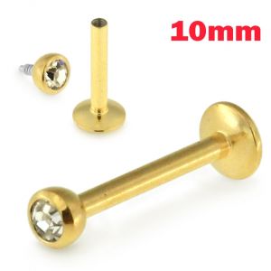 Gold PVD Jeweled Top Internal Threaded Madonna Labret