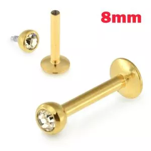 Gold PVD Jeweled Top Internal Threaded Madonna Labret