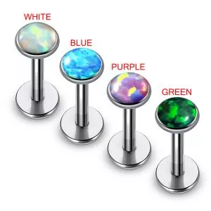 Opal Stone Jeweled Top Madonna Labret Piercing