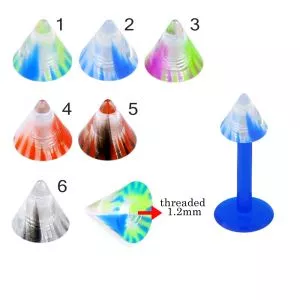 Bio Flex Labret With Colorful Stripes UV Cones