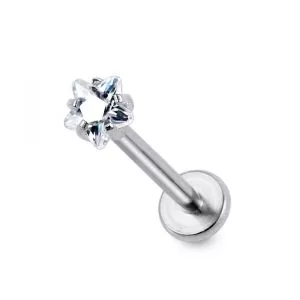 316L Surgical Steel Labret with Star CZ Jeweled Top Piercing Jewellery