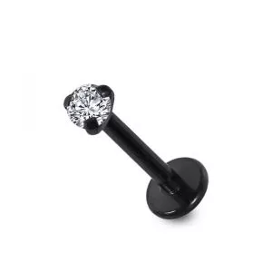 316L Surgical Steel Black Anodized Labret with Round CZ Jeweled Top Piercing jewellery
