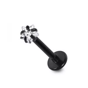 316L Surgical Steel Black Anodized Labret with Star CZ Jeweled Top Piercing