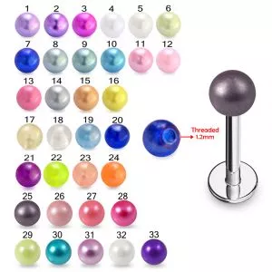 316L Surgical Steel Labret With UV Acrylic Pearl Balls
