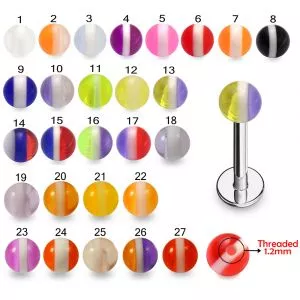 316L Surgical Steel Labret With UV Stripe Balls