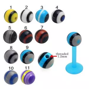 Bio Flex Labret With Fancy Stripes UV Balls