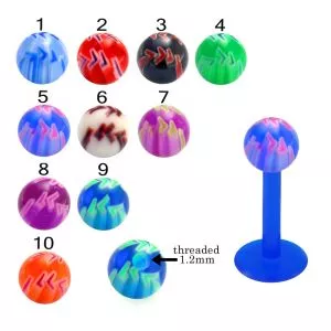 Bio Flex Labret With Hand Painted Colorful Arrow Design UV Balls