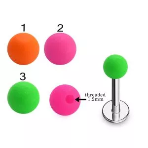 316L Surgical Steel Labret With Neon Color UV Balls