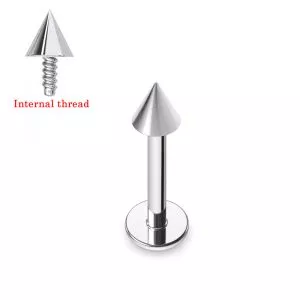 316L Surgical Steel Labret with Flat Back and Top Cone