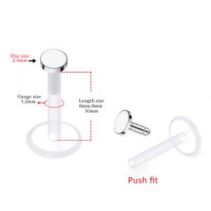 316L Surgical Steel Threadless pin top with Bio Flex Labret