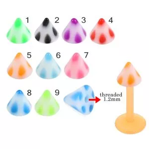 Bio Flex Labret With Colorful Small Dots Design UV Cones
