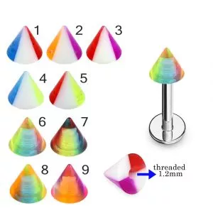 316L Surgical Steel Labret With Colorful UV Cone