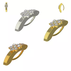 316L Surgical Steel Floral CZ Jeweled Reverse Curved Clicker Belly Ring