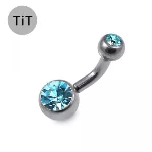 Double Jeweled G23 Grade Titanium Belly Banana Ring