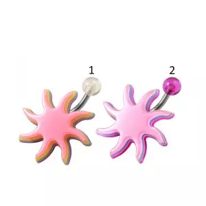 UV-Acrylic Sun Belly Ring with Top Hinged Surgical Steel Rod