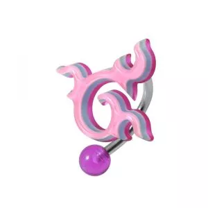 UV-Acrylic Fire Symbol Belly Ring with Top Hinged Surgical Steel Rod