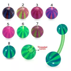 Bio Flex Banana Belly Bar With Double Toned Watermelon Stripes UV Balls