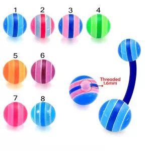 Bio Flex Banana Belly Bar With Multi Stripe UV Balls