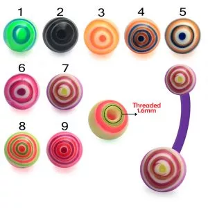 Bio Flex Banana Belly Bar With Marble Print Acrylic UV Balls