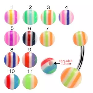 316L Surgical Steel Banana Belly Bar With Marble Acrylic UV Balls