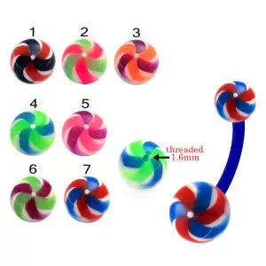 Bio Flex Banana Belly Bar With Spacer Beach UV Balls