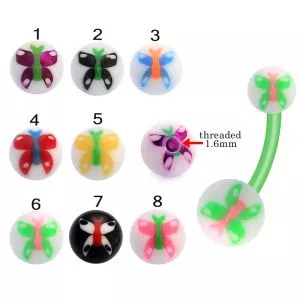 Bio Flex Banana Belly Bar With Butterfly UV Balls