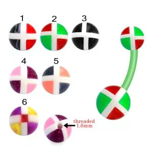 Bio Flex Banana Belly Bar With Undefined Square Fancy UV Balls