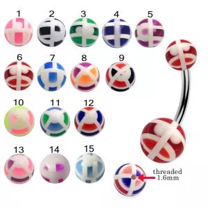 316L Surgical Steel Banana Belly Bar With Mixed Color UV Balls