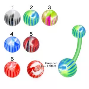 Bio Flex Banana Belly Bar With Multi Stripes Colorful UV Balls