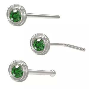 Rose shaped Single Stoned Rhinestone Jeweled 925 Sterling Silver Nose Pin