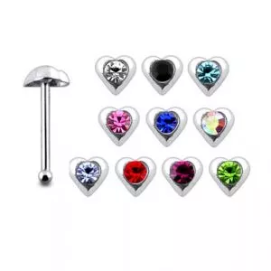 925 Silver Jeweled Heart Nose stud
