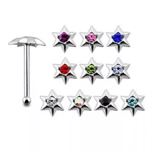 925 Silver Jeweled Ball end Nose stud