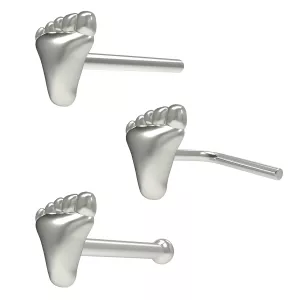 Embossed Elegant Foot 925 Sterling Silver Nose Stud