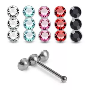 Trinity Sparkle 925 Sterling Silver Nose Stud with Triple Stones