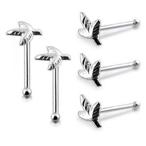 Nature's Elegance 925 Sterling Silver Triple Leaf Nose Stud