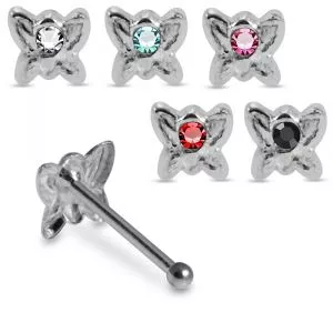 Fluttering Elegance Gemmed Butterfly 925 Sterling Silver Nose Stud